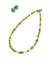 Agate & jade gemstone necklace ( yellow/green)