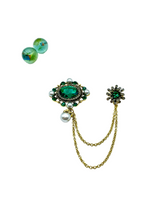 “Queen” brooch ( 2 pins / green )
