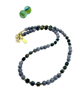 Agate & eagle's eye “cubes” GRAY necklace