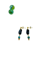 Smoky Quartz & petrol jade dangles