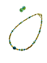 Agate & jade gemstone necklace ( yellow/petrol)