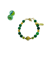 Agate & jade gemstone bracelet ( green/yellow)