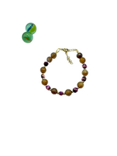 Agate & tiger’s eye gemstone bracelet ( brown/purple)