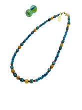 Agate & jade gemstone necklace ( blue/yellow/red)