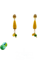 Carved resin & jade dangles