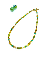 Agate & jade gemstone necklace ( yellow/green)