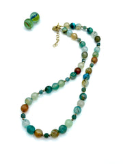 AGATE MULTI GREEN GEMSTONE NECKLACE