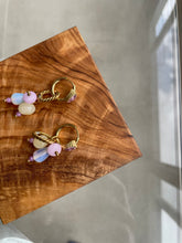 3 in 1 “crystal hearts” hoop earrings ( pink )