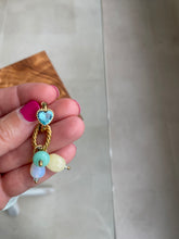 3 in 1 “crystal hearts” hoop earrings ( turquoise)