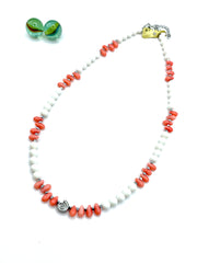 ''sea snail'' white & pink CORALS necklace