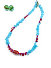 ''murano flower bead'' jade chips necklace