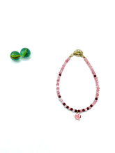 ''pink fish'' gemstone anklet ( pink/red jade)