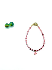 ''pink fish'' gemstone anklet ( pink/red jade)