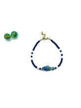''FISH'' gemstone anklet (lapis lazuli/pearls)
