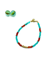 ''Seahorse'' gemstone anklet ( jade/ agate)