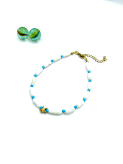 ''mini starfish'' gemstone anklet (white corals/turquoise)