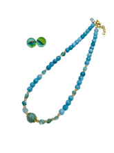 AIR FORCE BLUE AGATE & APATITE NECKLACE