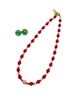 RED AGATE & PINK JADE NECKLACE