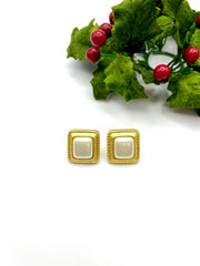 ''PEARLY SQUARES'' VINTAGE EARRINGS