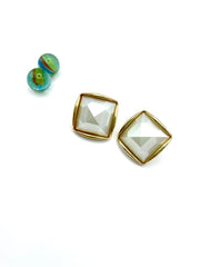 ''GLOSSY WHITE'' VINTAGE EARRINGS