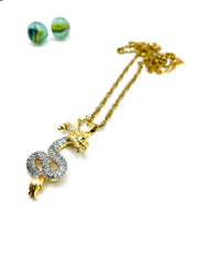 ''GOLDEN DRAGON'' PENDANT STEEL CHAIN NECKLACE