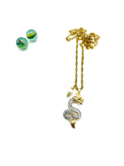 ''GOLDEN DRAGON'' PENDANT STEEL CHAIN NECKLACE