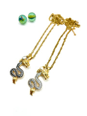 ''GOLDEN DRAGON'' PENDANT STEEL CHAIN NECKLACE