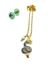 ''GOLDEN DRAGON'' PENDANT STEEL CHAIN NECKLACE