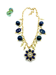 ''FLOWER BOMB'' CHARM NECKLACE ( LAPIS LAZULI )