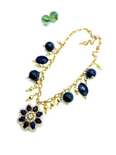 ''FLOWER BOMB'' CHARM NECKLACE ( LAPIS LAZULI )