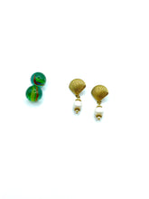 Steel shells & royal pearl earrings