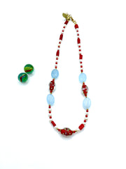 MURANO BEADS (FLOWERS) / BABY BLUE JADE NECKLACE