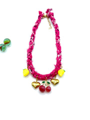 BANDANA NECKLACE FUCHSIA BRAID / FRUITS
