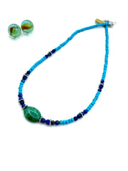 TURQUOISE , LAPIS LAZULI & GREEN JADE NECKLACE
