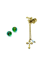 ''ROSES'' CROSS STAINLESS STEEL CHAIN NECKLACE