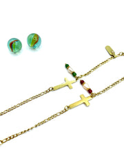 ''CROSS'' STAINLESS STEEL CHAIN BRACELET (GOLD)