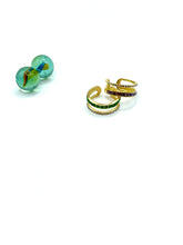 “Coloured crystals” green & lilac RING