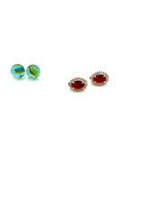 CLIP-ON EARRINGS ''OVAL'' WITH CRYSTALS ( big/1line )