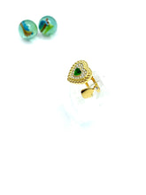 “Emerald Heart” stainless steel ring