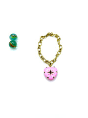 ''ENAMELLED HEART'' charm bracelet (pink)