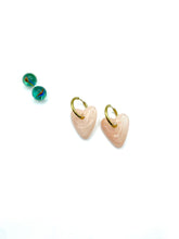 “Creamy pink big hearts” hoop earrings
