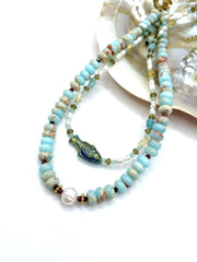 ''JASPER'' gemstone necklace ( ciel )