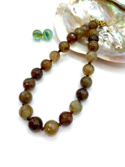 AGATE (BROWN) & CARNELIAN GEMSTONE NECKLACE 16MM