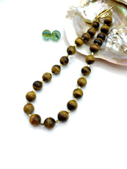 TIGER'S EYE & HEMATITE GEMSTONE NECKLACE 14MM