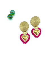 “Malena” heart dangle earrings (magenta)