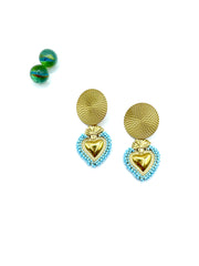 “Malena” heart dangle earrings (turquoise)