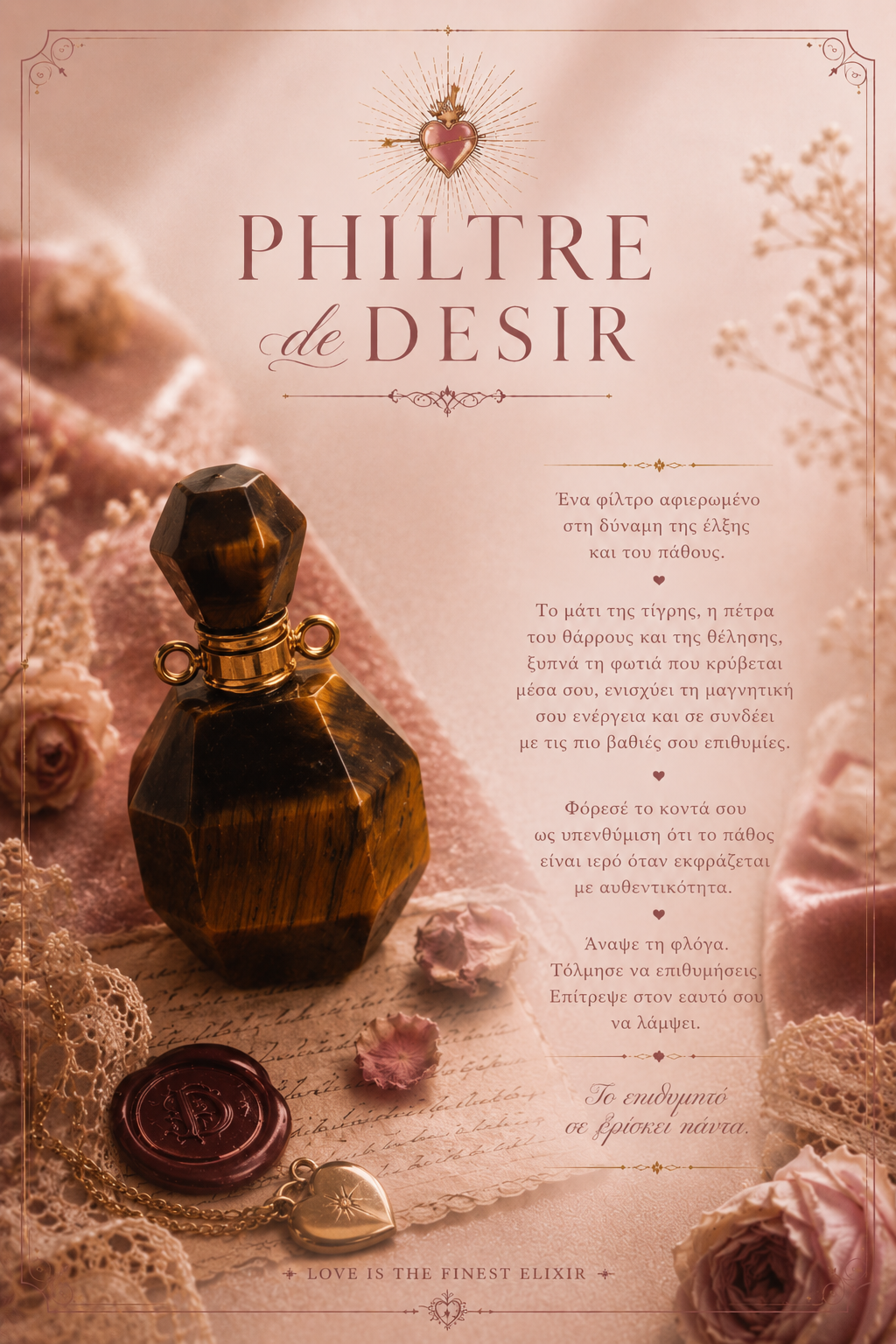''PHILTRE DE désir'' ROSARIO NECKLACE (tiger's eye)