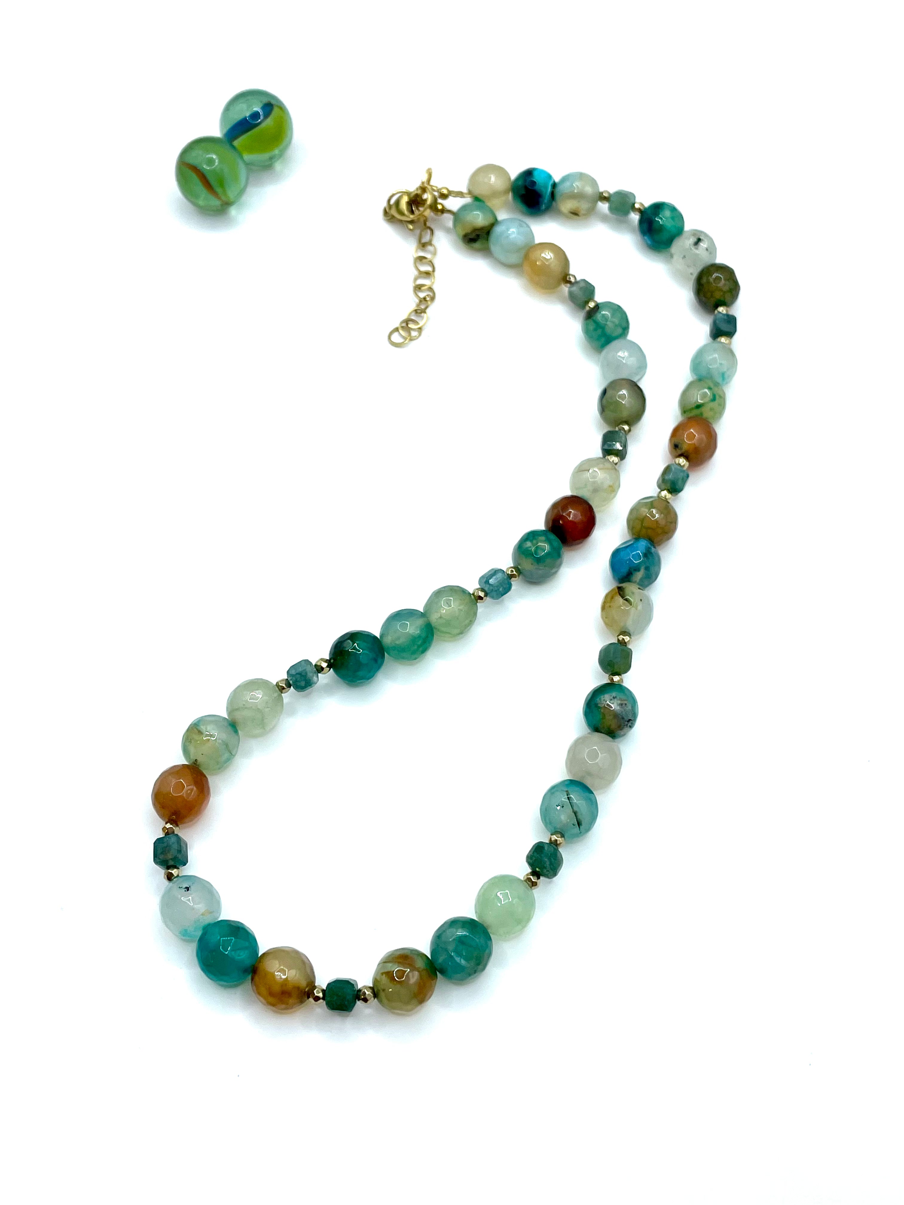 AGATE MULTI GREEN GEMSTONE NECKLACE