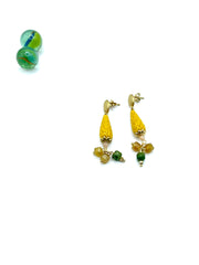Carved resin & jade dangles