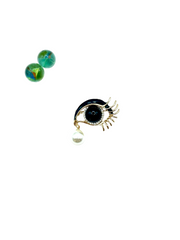 evil eye black enamel brooch